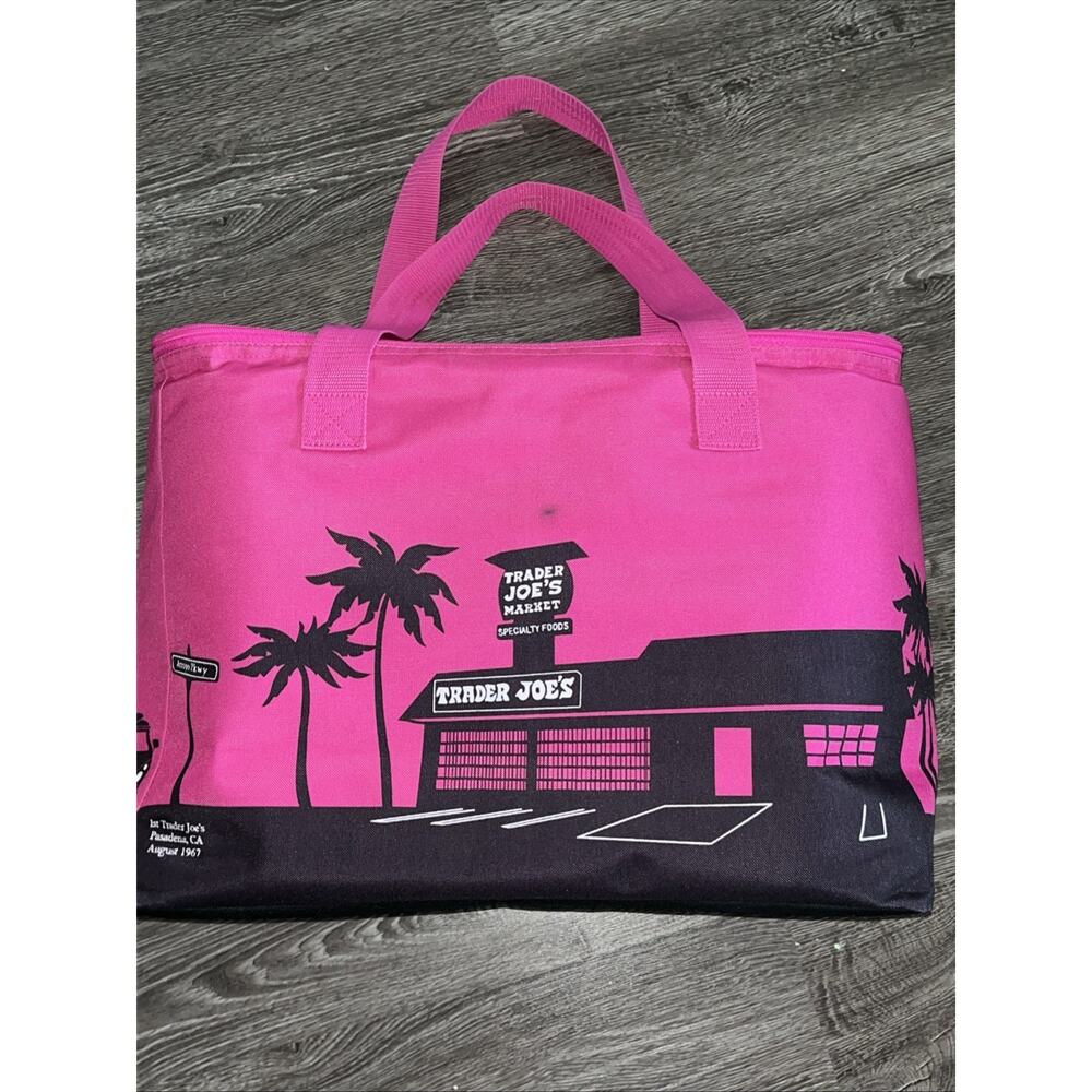 RARE Trader Joe's Insulated Cooler Purple Large Pasadena Graphic Tote HTF